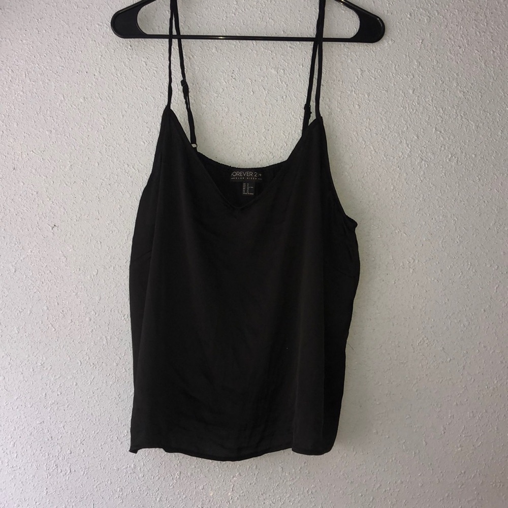 Forever 21 Plus Size black silky tank top